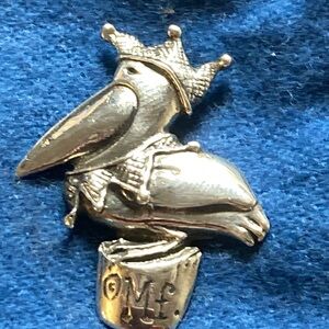 Retired Mignon Faget Sterling Jester Pelican Pendant Mardi Gras